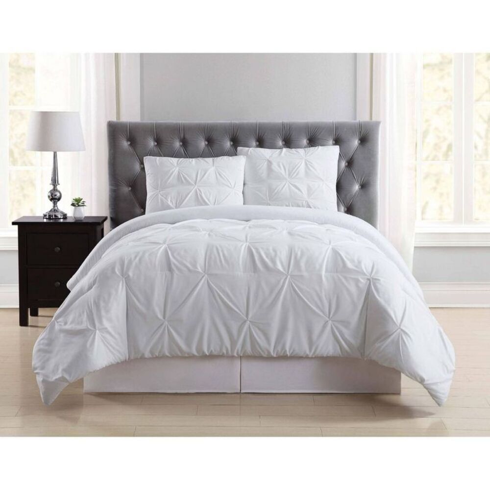 Everyday Twin XL Pleated Comforter & Sham Set - Solid White 2-Piece